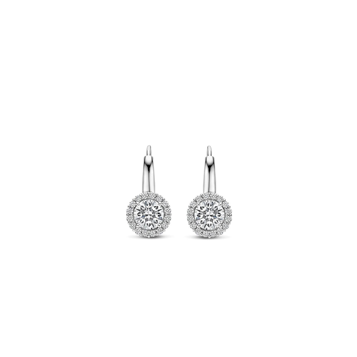 Ti Sento Pavé Halo Drop Earrings, Silver