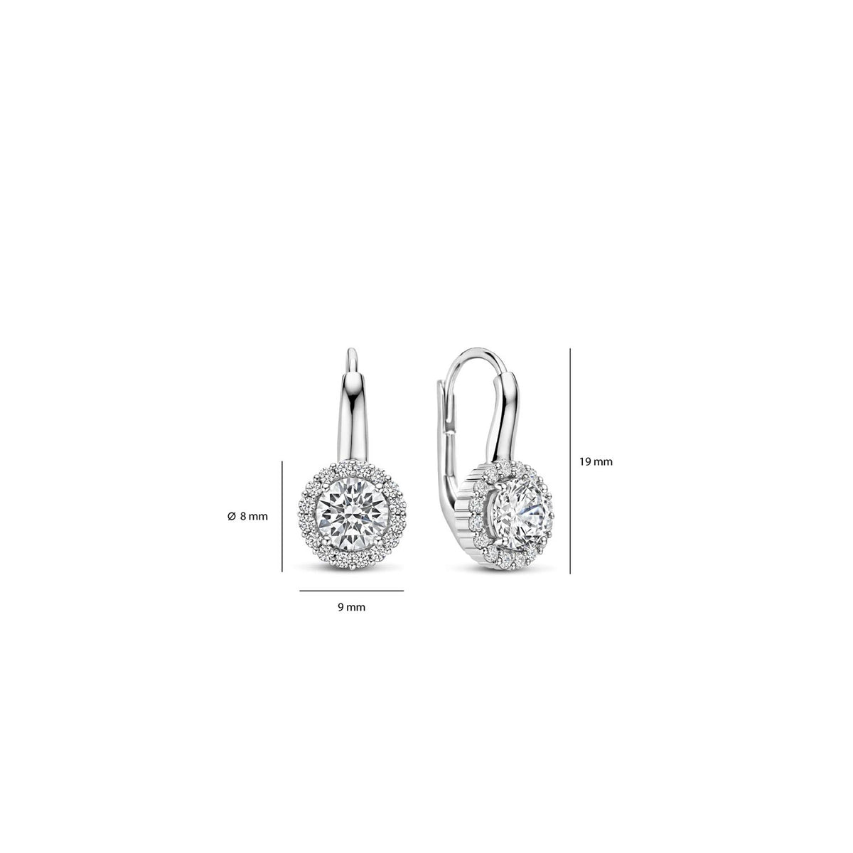 Ti Sento Pavé Halo Drop Earrings, Silver