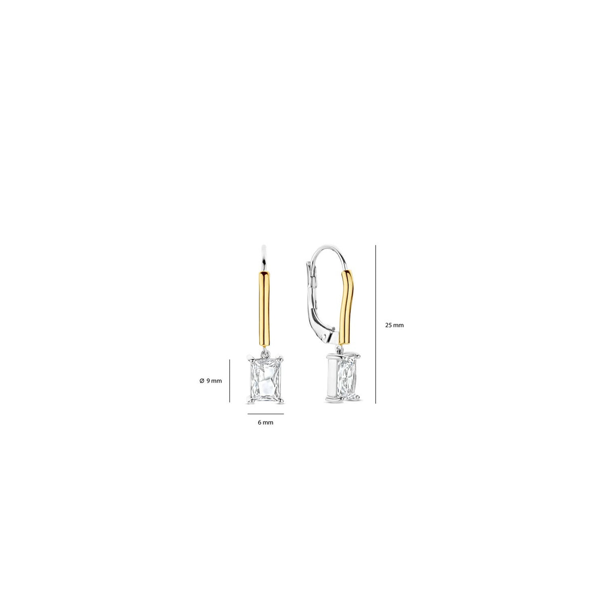 Ti Sento Rectangle CZ Charm Earrings, Gold