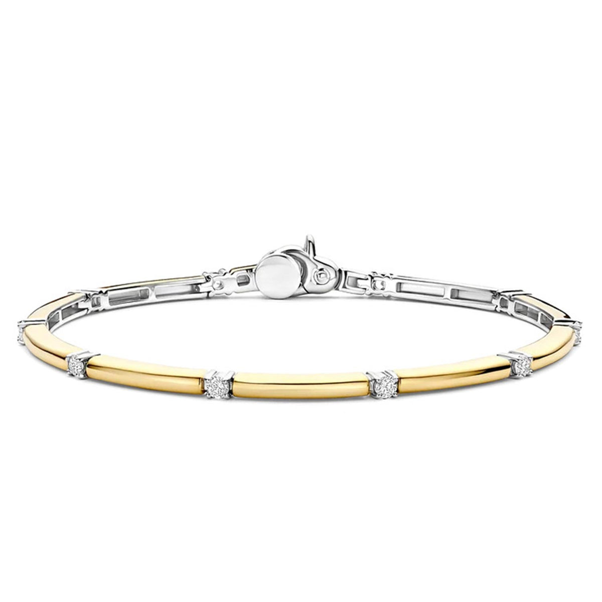 Ti Sento Rectangular Zirconia Bangle, Gold