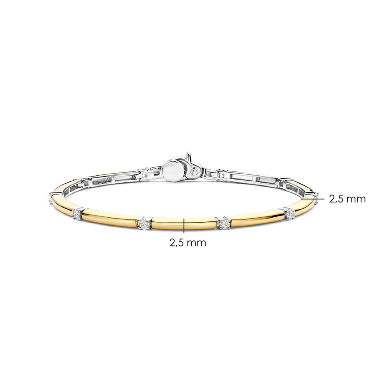 Ti Sento Rectangular Zirconia Bangle, Gold