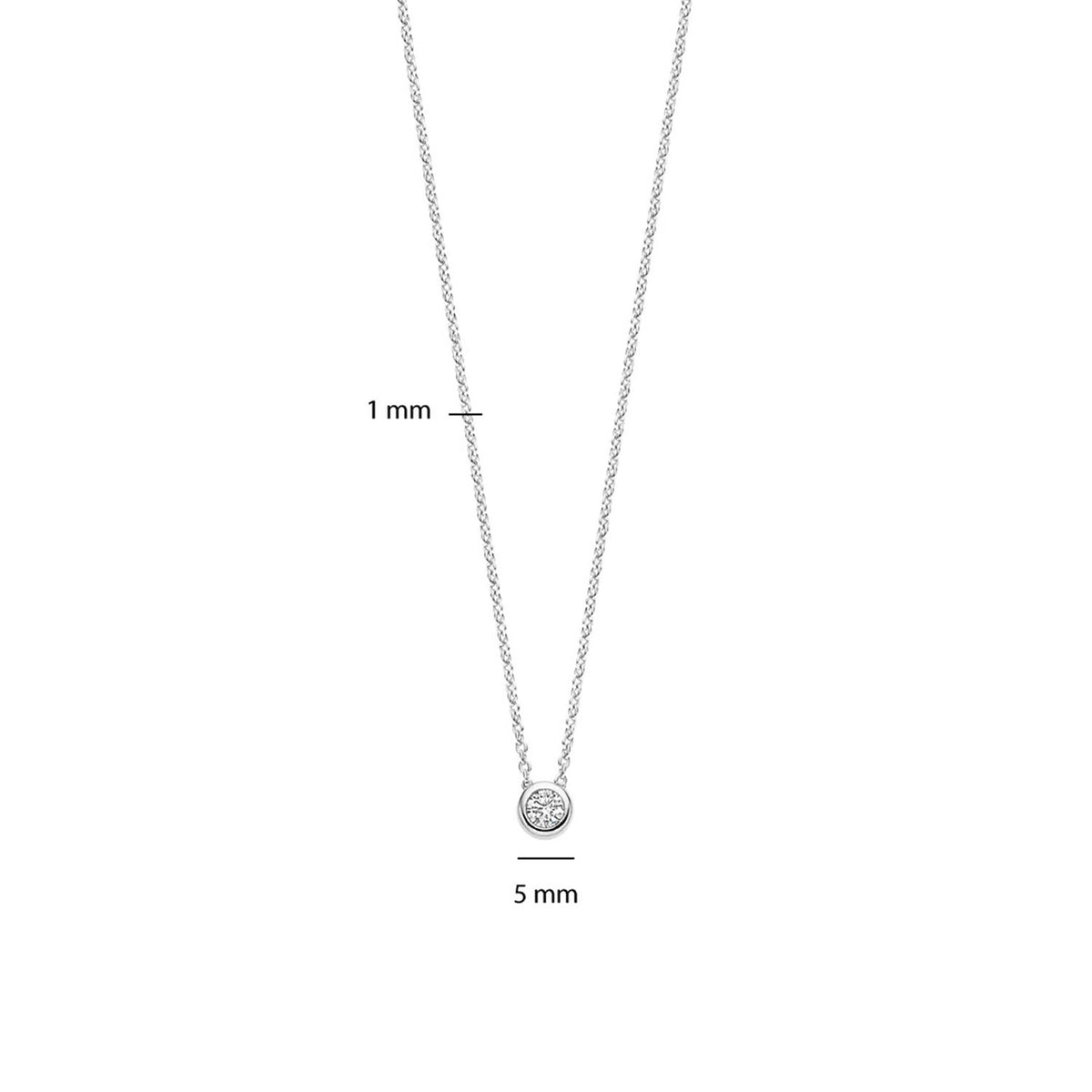 Ti Sento Round CZ Necklace, Silver