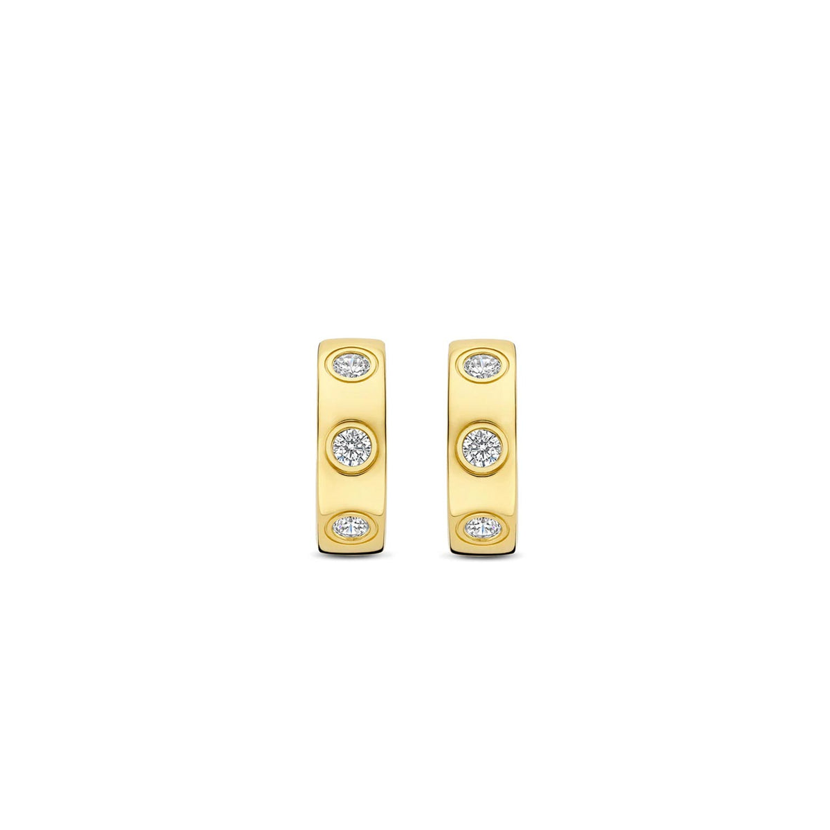 Ti Sento Round CZ Set Chunky Hoop Earrings, Gold