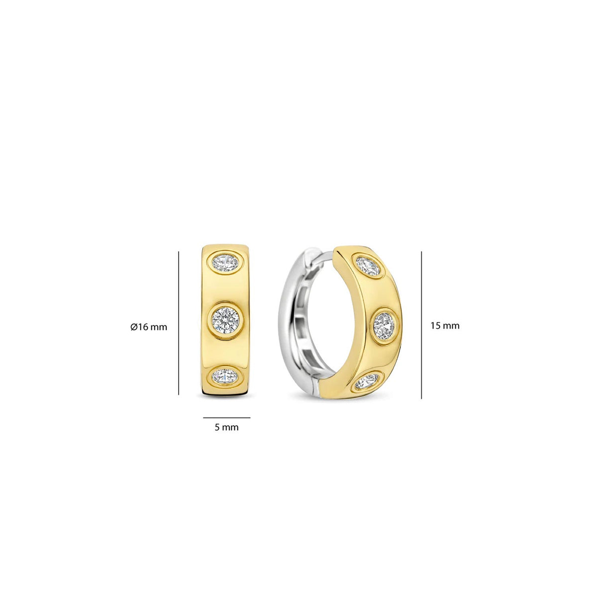 Ti Sento Round CZ Set Chunky Hoop Earrings, Gold