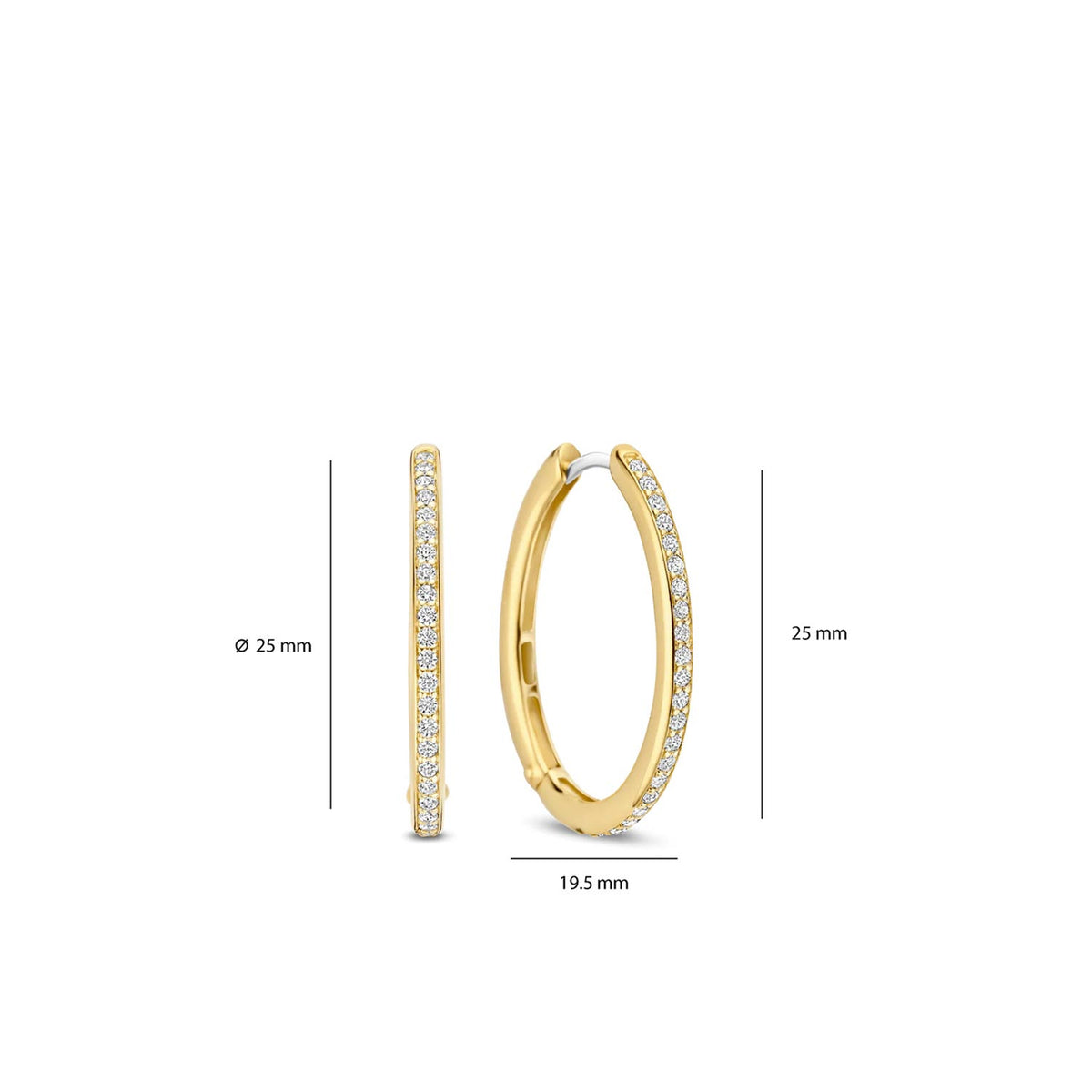 Ti Sento Tennis Oval Hoop Earrings, Gold