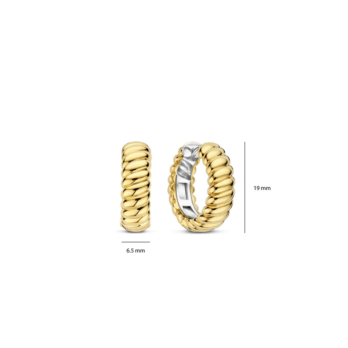 Ti Sento Vintage Ribbed Huggie Earrings, Gold