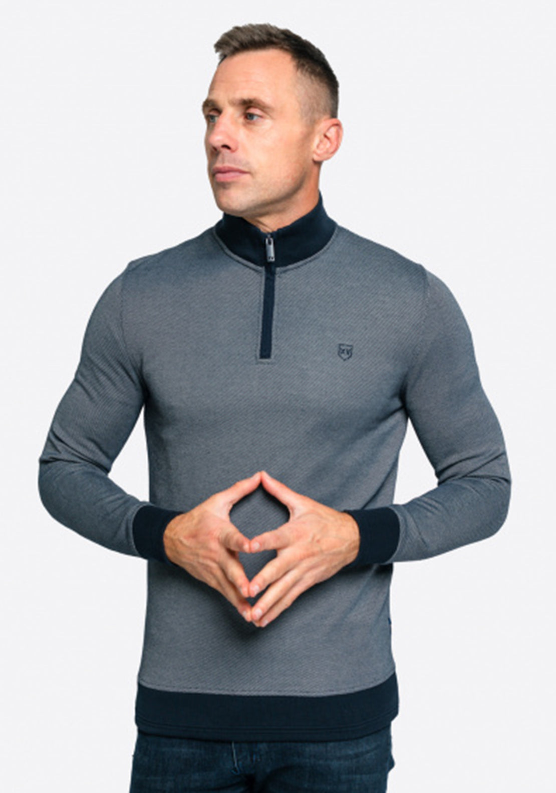 XV Kings by Tommy Bowe Utah Warriors Dot Quarter Zip Sweatshirt, Navy & White