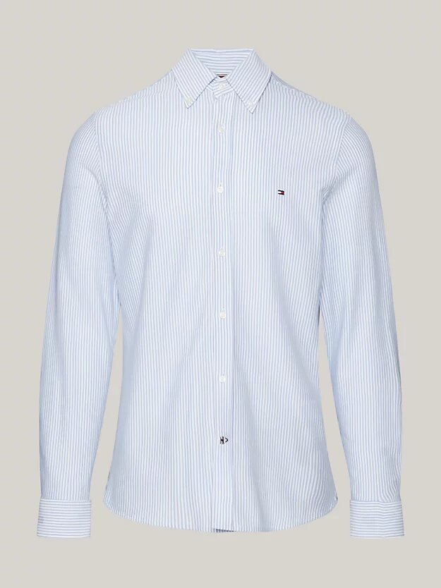 [Neu eingeführt] Tommy Hilfiger 1985 Pinstripe Shirt, White Optic - Blue Calm & McElhinneys