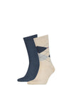 Tommy Hilfiger 2 Pack Classic Argyle Socks, Beige Melange & Navy