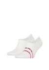 Tommy Hilfiger 2 Pack Stripe Anti-Slip No Show Socks, White