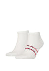 Tommy Hilfiger 2 Pack Stripe Trainer Socks, White