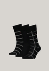 Tommy Hilfiger 3 Pack Classics Grid Stripe Socks Gift Box, Black