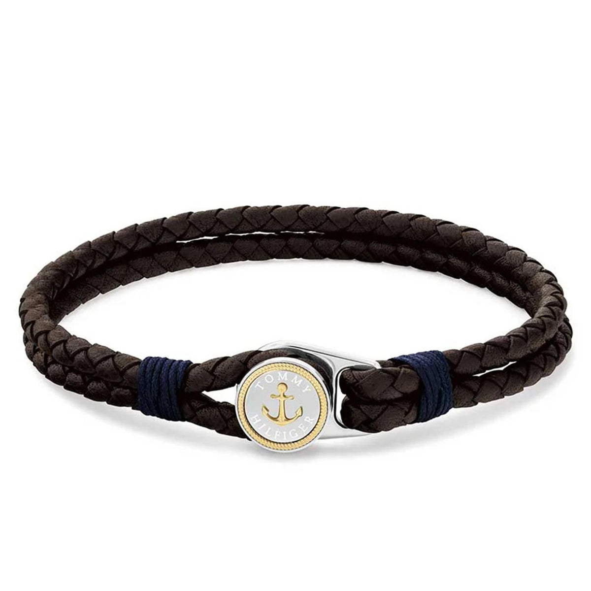 Tommy Hilfiger Men’s Double Braided Nautical Bracelet, Silver & Brown