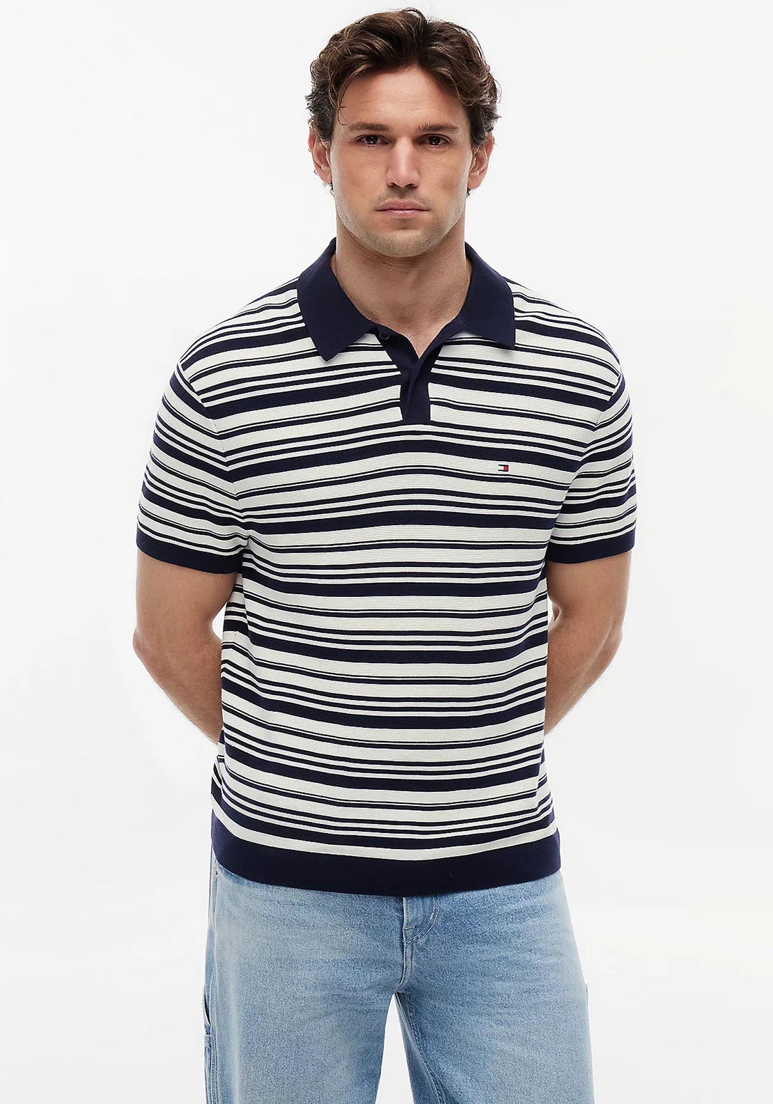 Tommy Hilfiger Cool Comfort Knit Polo Shirt, Navy & Ivory