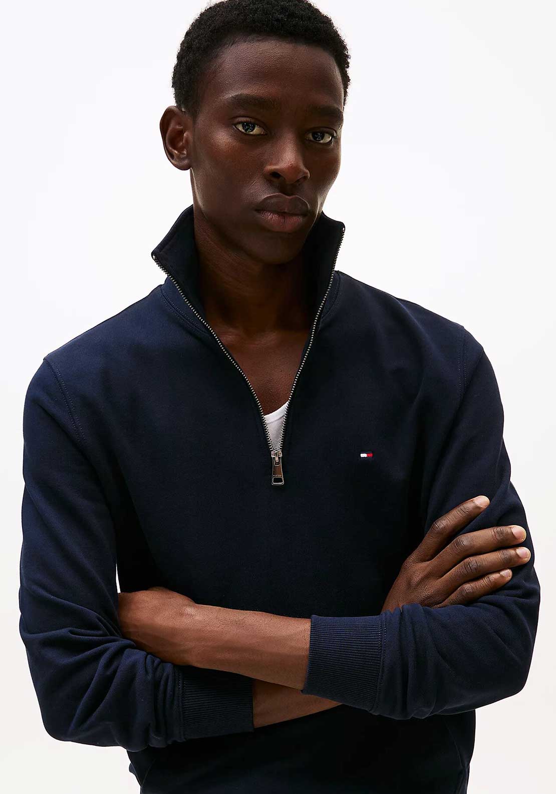 Tommy Hilfiger Essential Flag Quarter Zip Sweatshirt, Desert Sky