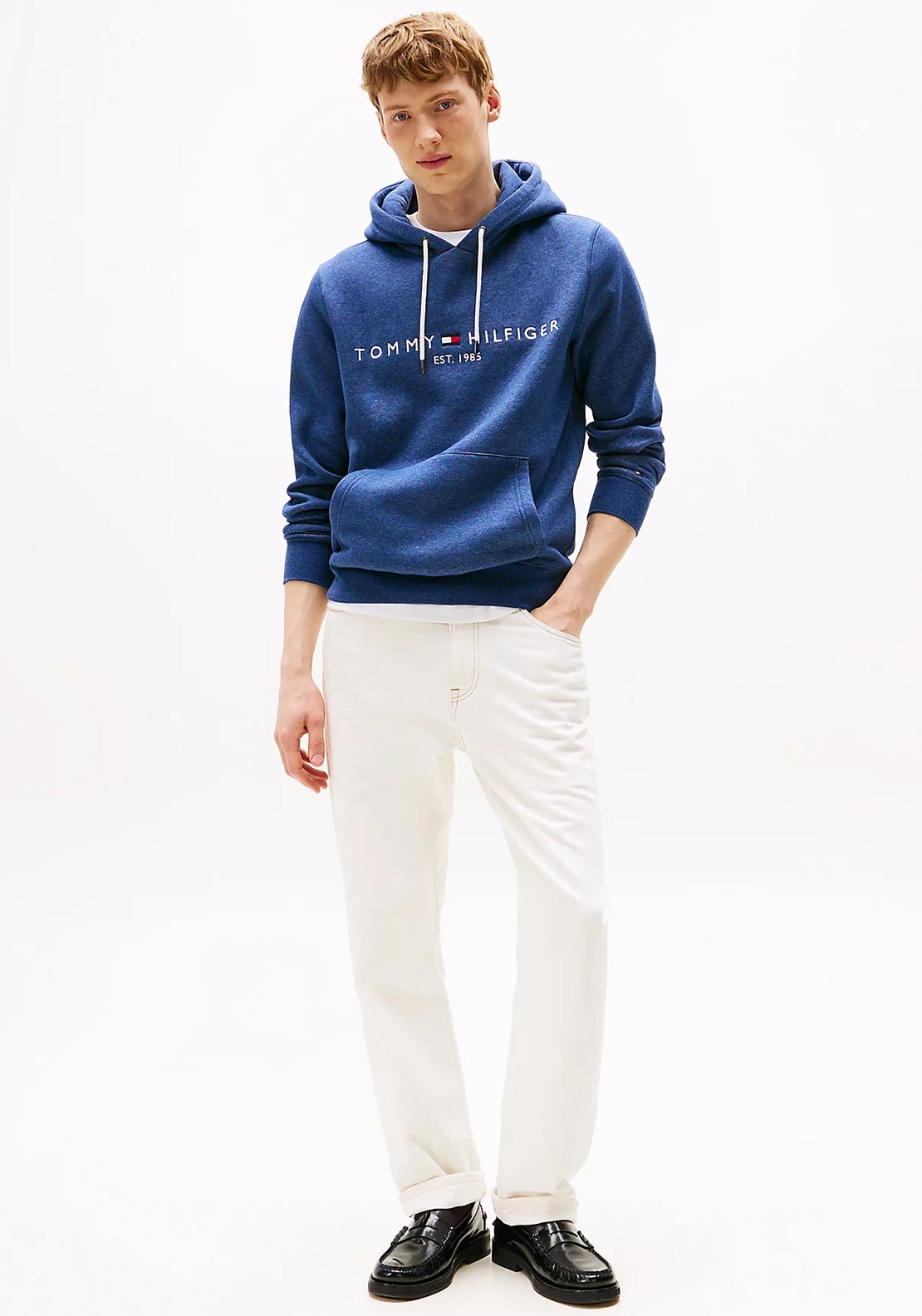Tommy Hilfiger Logo Drawstring Hoodie, Dark Blue