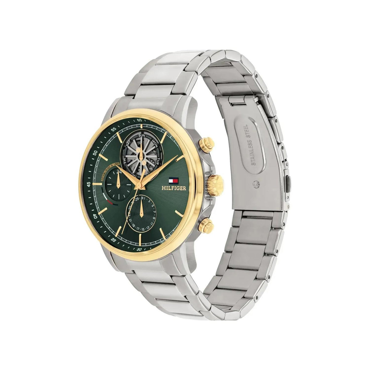 Tommy Hilfiger Men’s Stewart Green Dial Watch, Silver & Gold