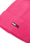 Tommy Jeans Elongated Flag Beanie, Pink