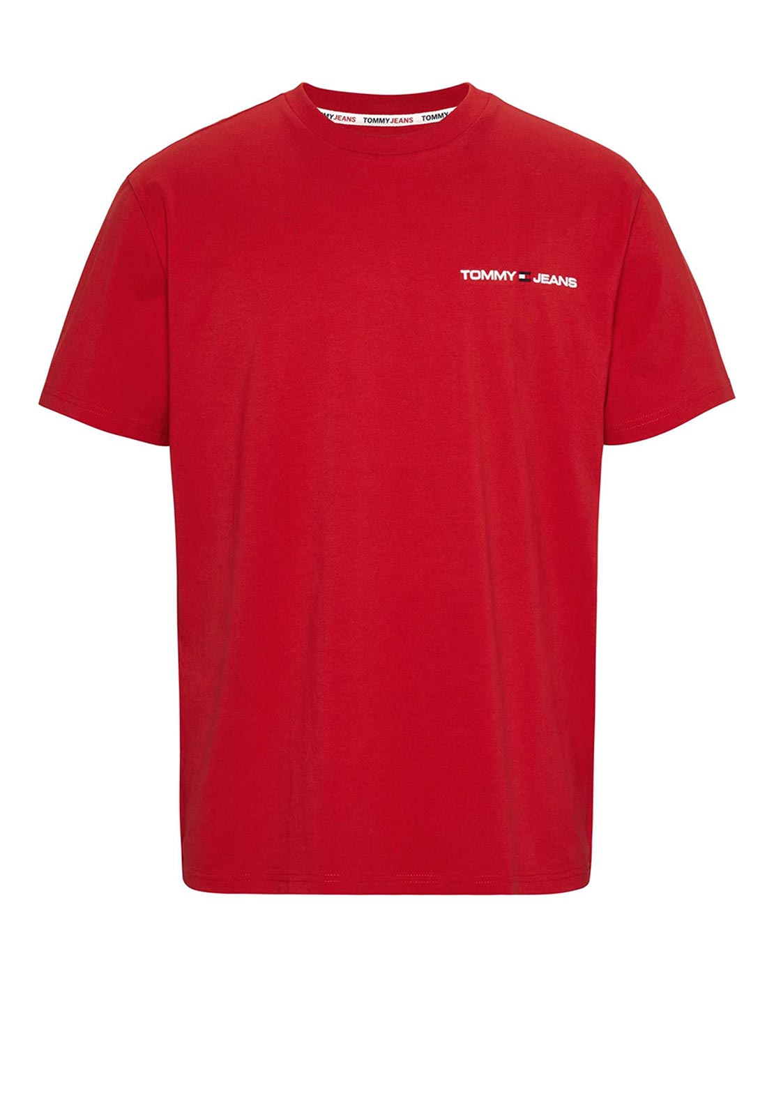 Tommy Jeans Classic Linear Logo T-Shirt, Deep Crimson - McElhinneys