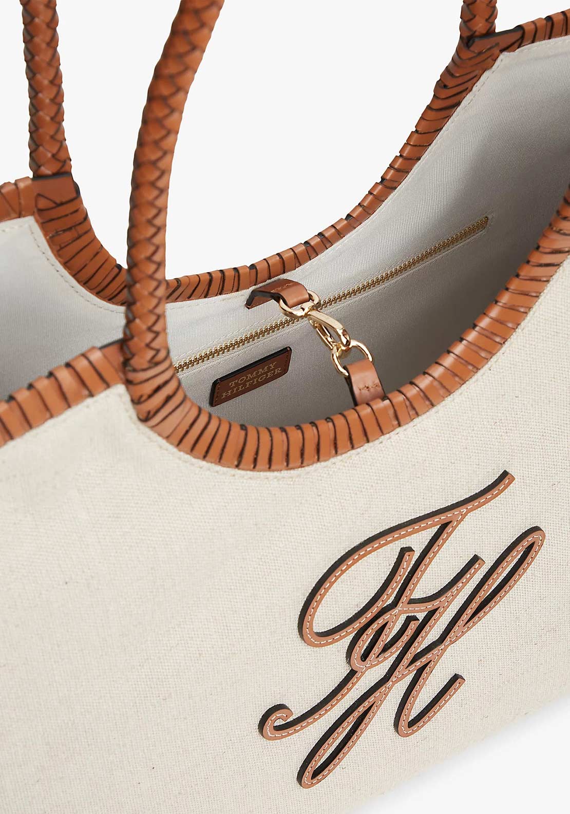 Tommy Hilfiger Large Linen Canvas Tote Bag, Cream