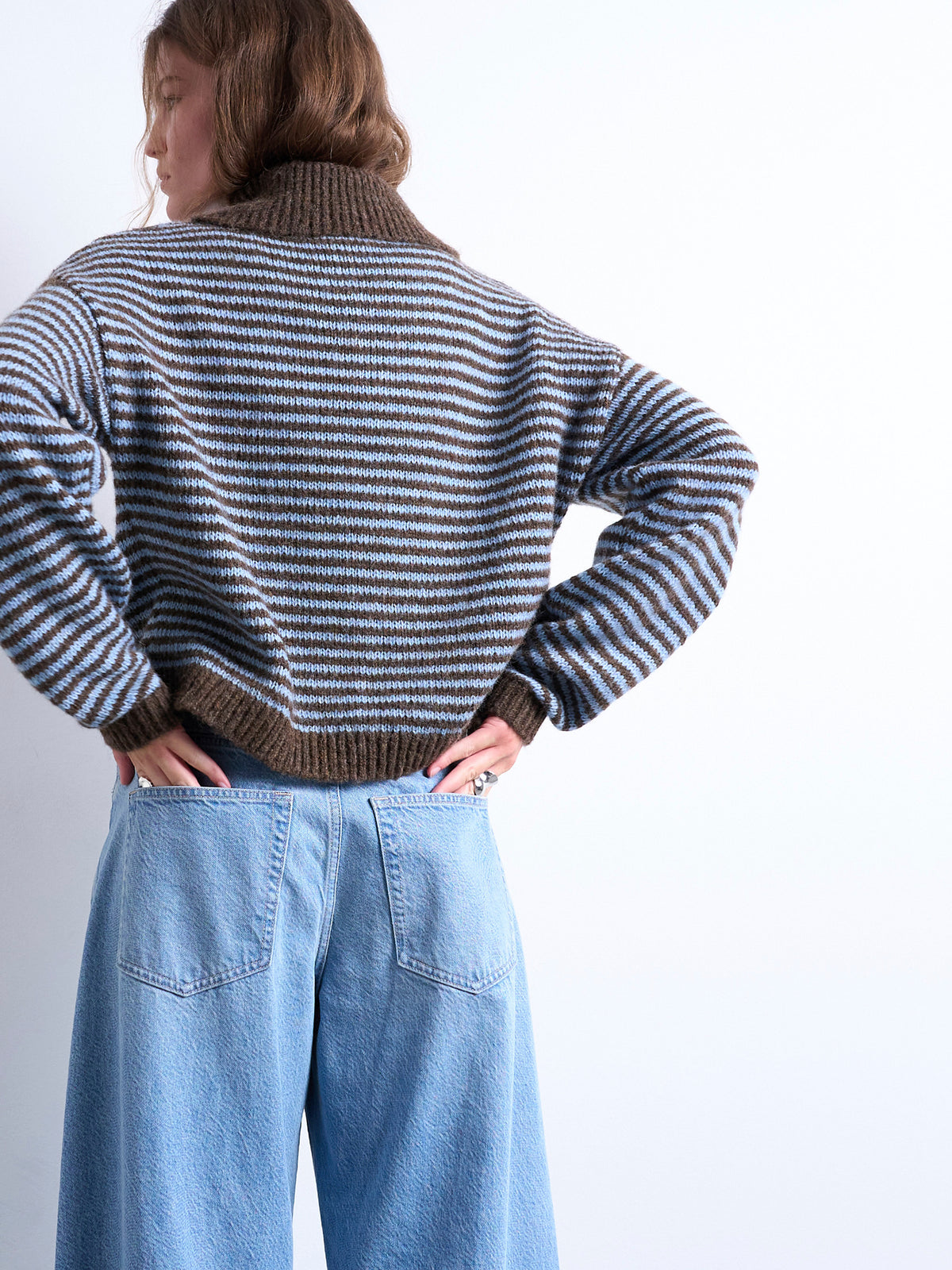 TOPSHOP Fanni Pullover Collared Jumper, Blue