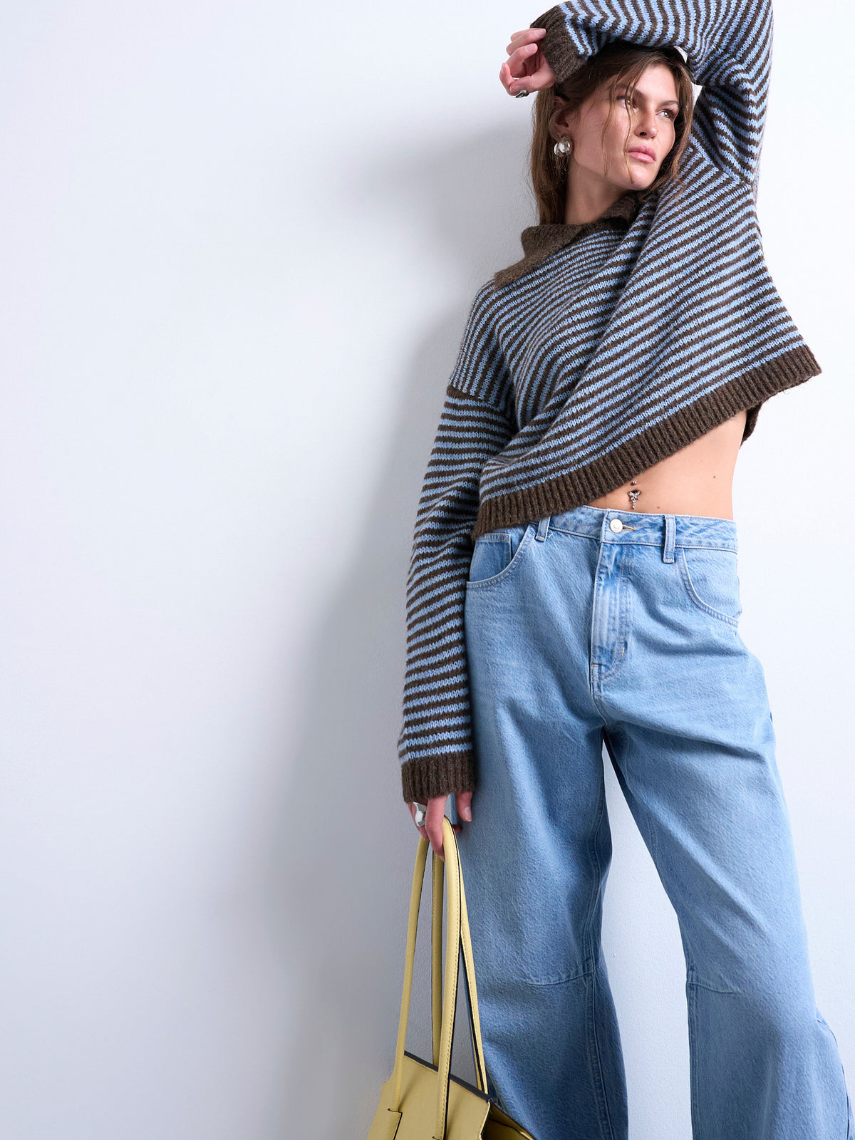 TOPSHOP Fanni Pullover Collared Jumper, Blue