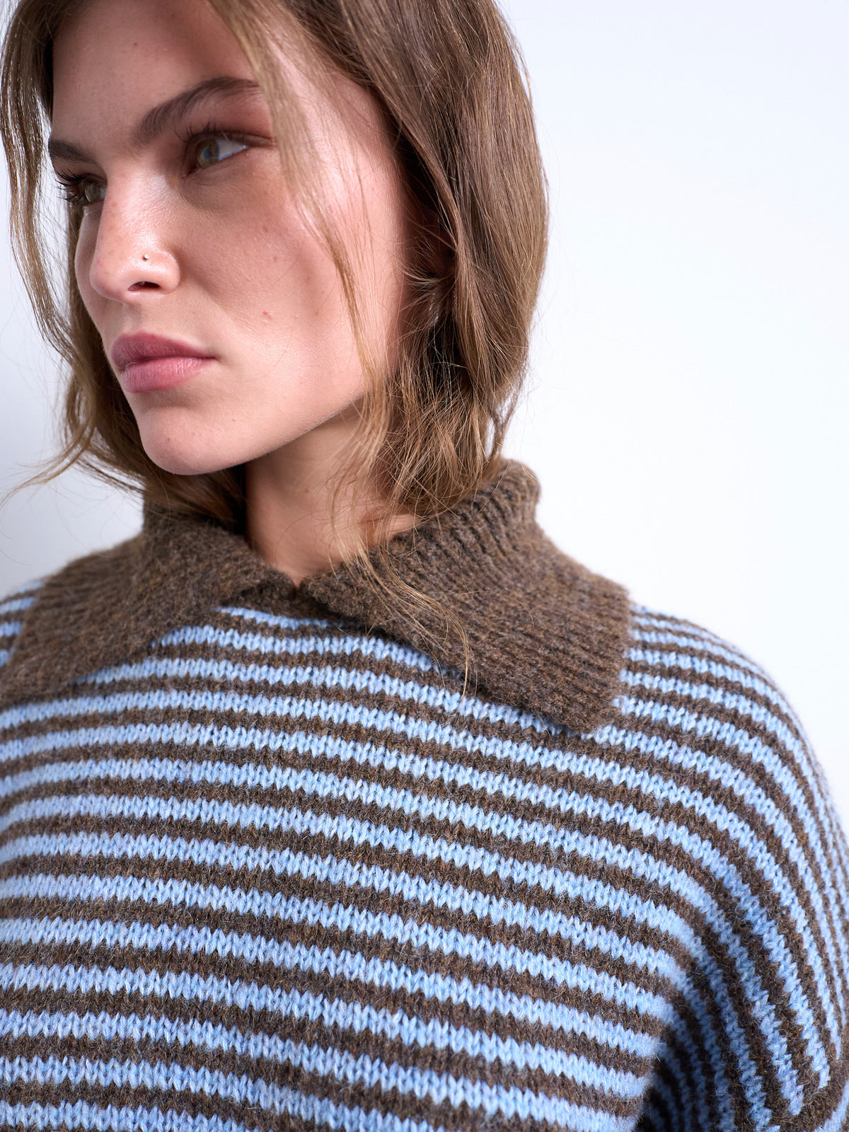 TOPSHOP Fanni Pullover Collared Jumper, Blue