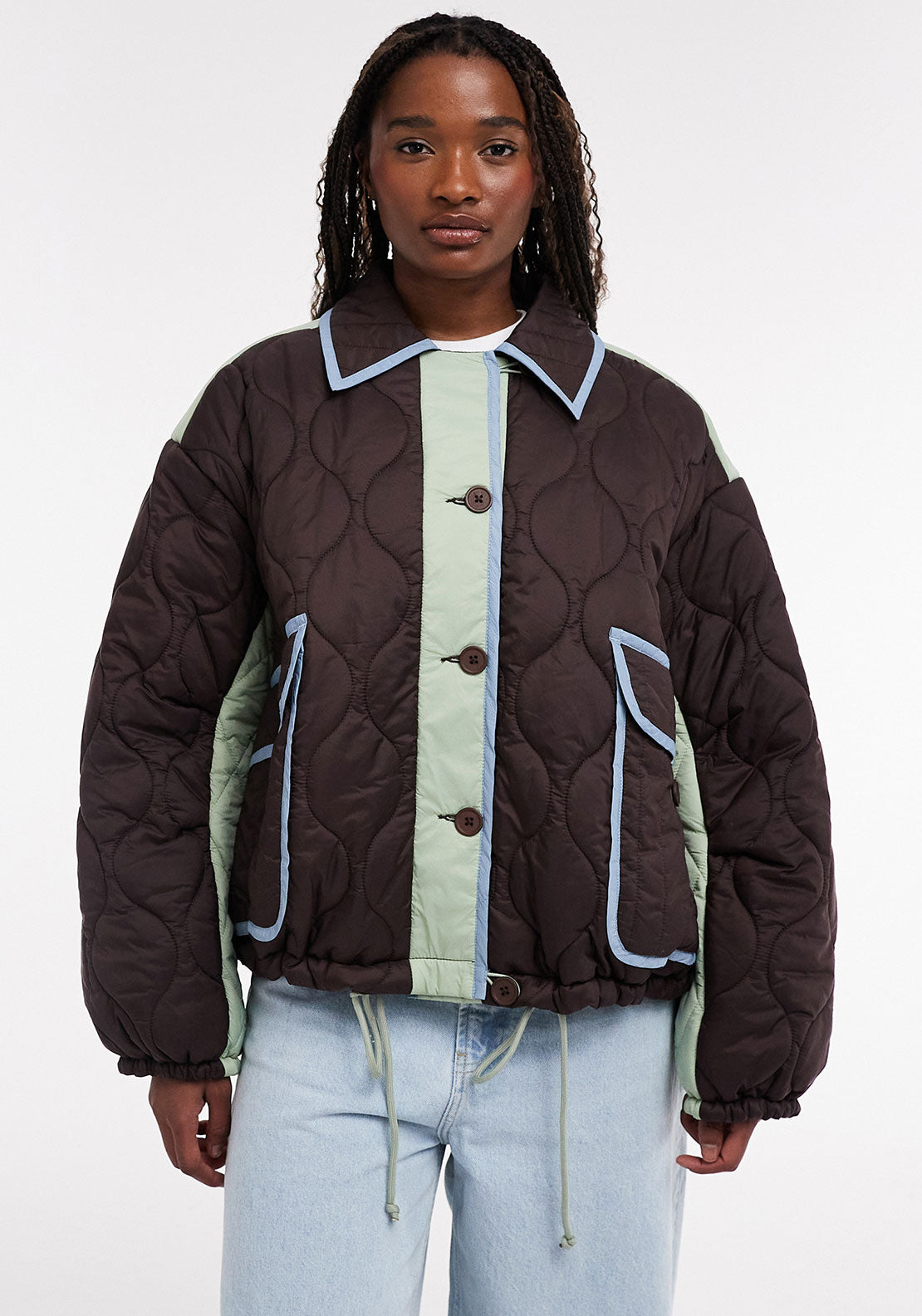 TOPSHOP Sky Quilted Jacket, Brown - McElhinneys