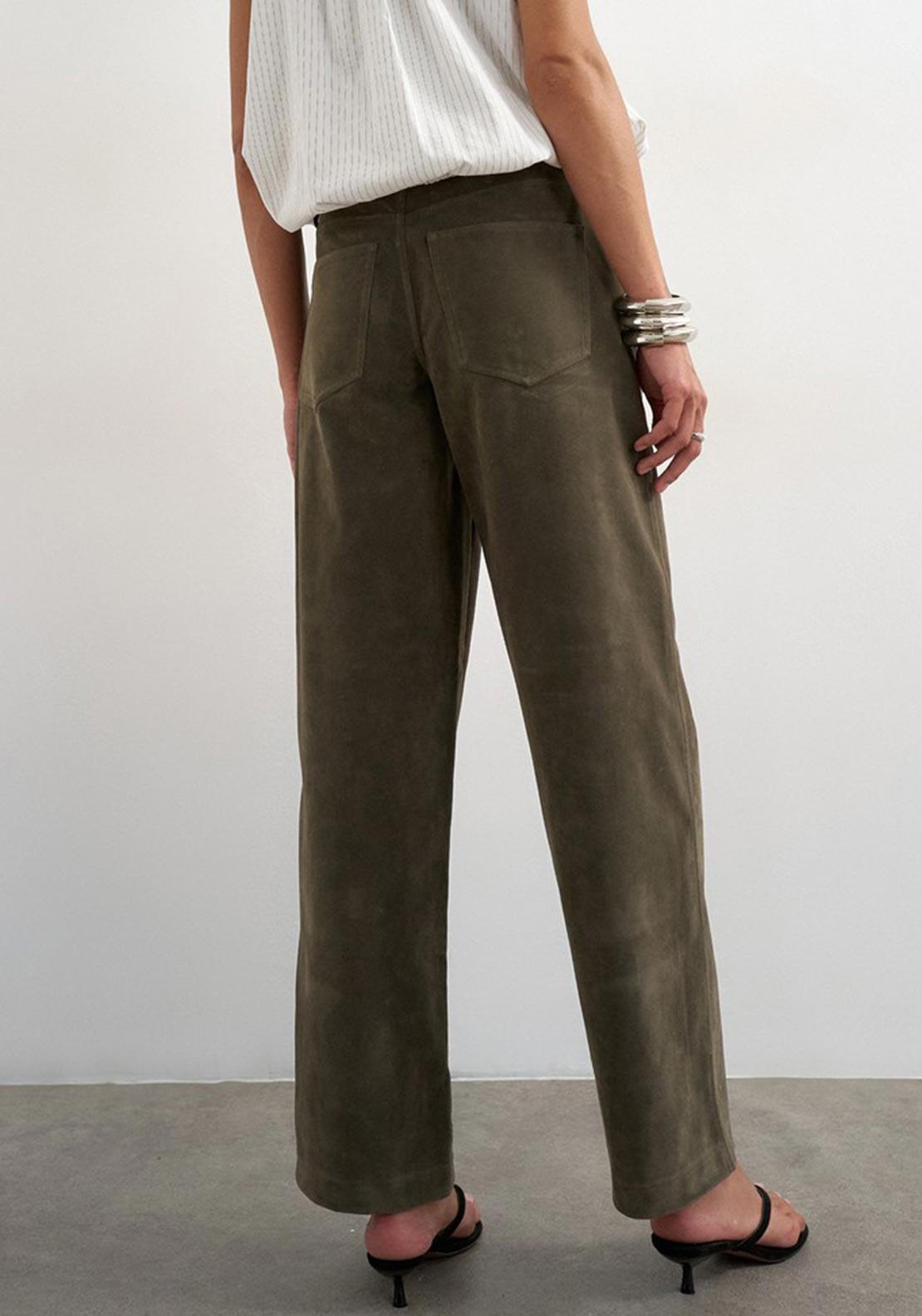 TOPSHOP Syna Cinch Wide Leg Trousers, Green