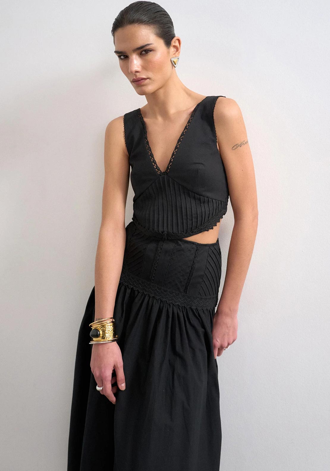TOPSHOP Alina Cut Out Maxi Dress, Black