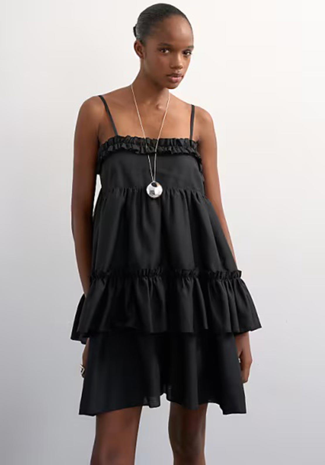 TOPSHOP Yvonne Tiered Mini Dress, Black - McElhinneys