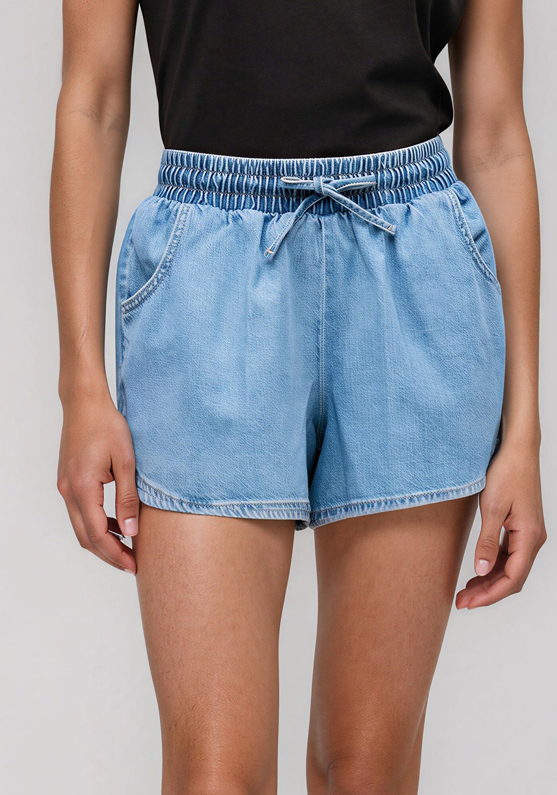 TOPSHOP Josa Denim Shorts, Light Blue - McElhinneys