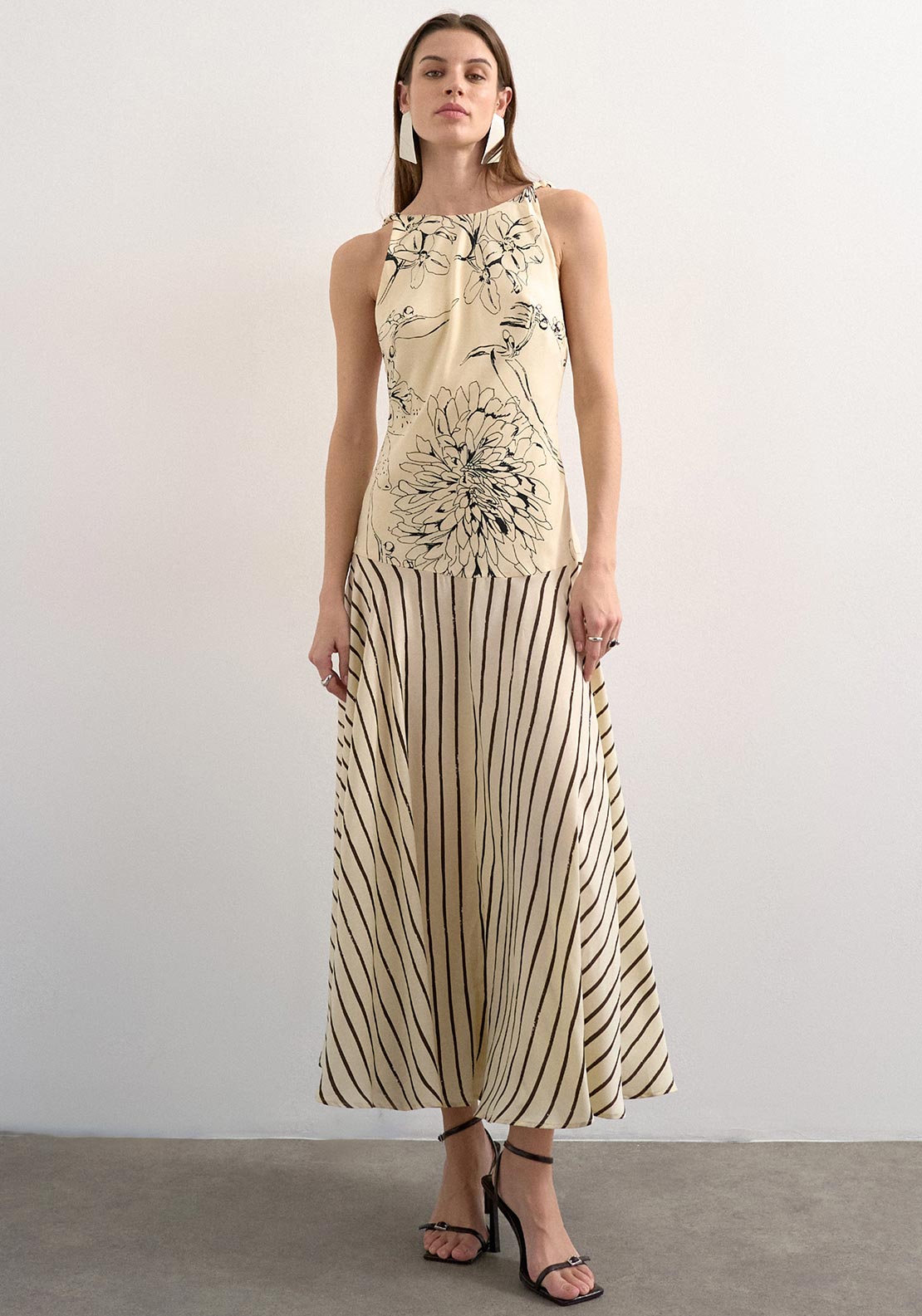 topshop cream dress with flowers Topshop Cream Ruffle Maxi Dress