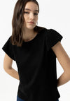 Tiffosi Kira Contrast Cap Sleeve T-Shirt, Black