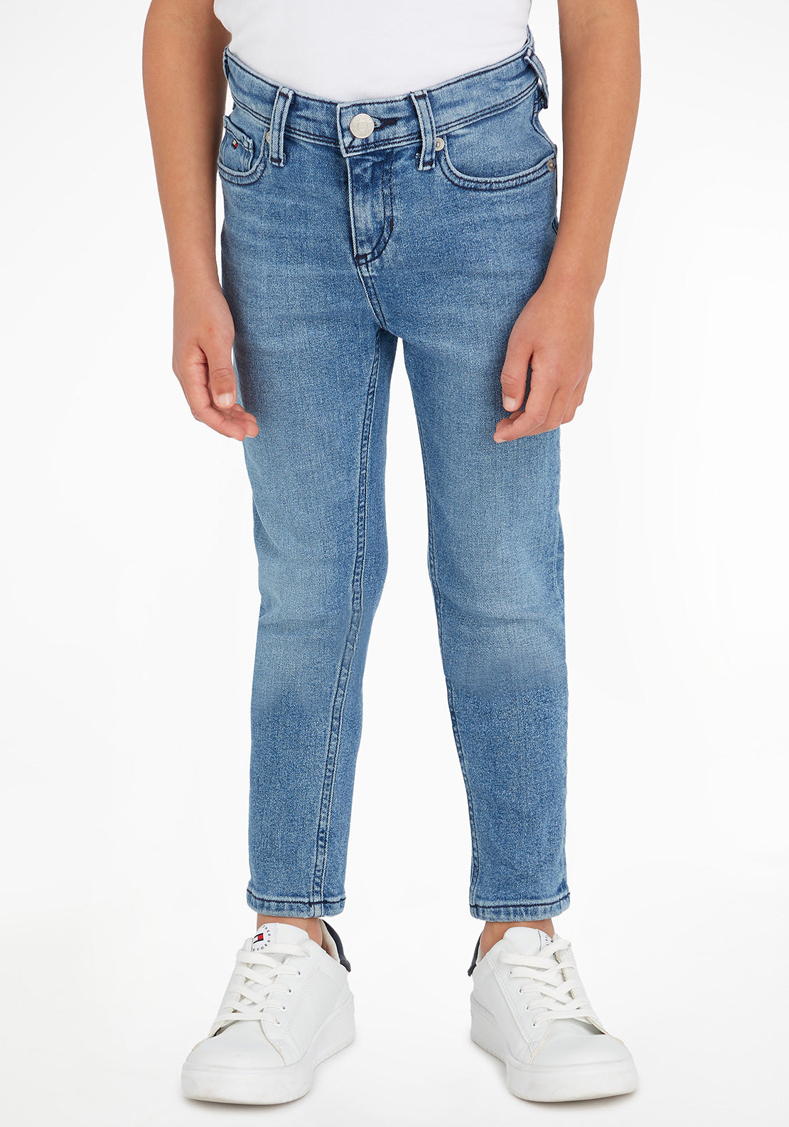 Tommy Hilfiger Boys Essentials Scanton Slim Faded Jeans, Mid Blue