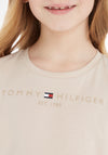 Tommy Hilfiger Older Girls Essentials Short Sleeve T-Shirt, Cashmere Cream