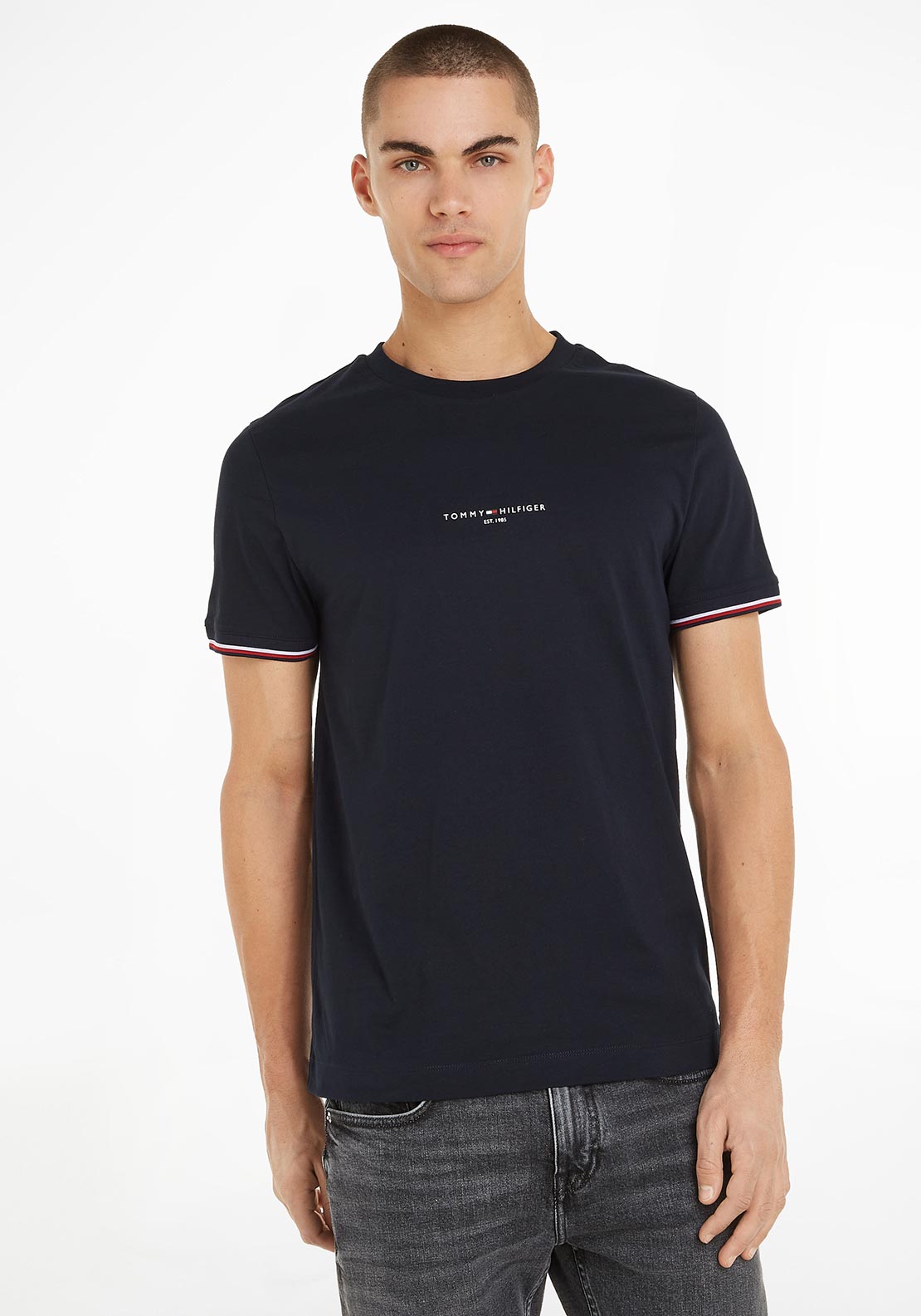 - T-Shirt, Hilfiger Tipped Sky Logo Tommy Desert McElhinneys
