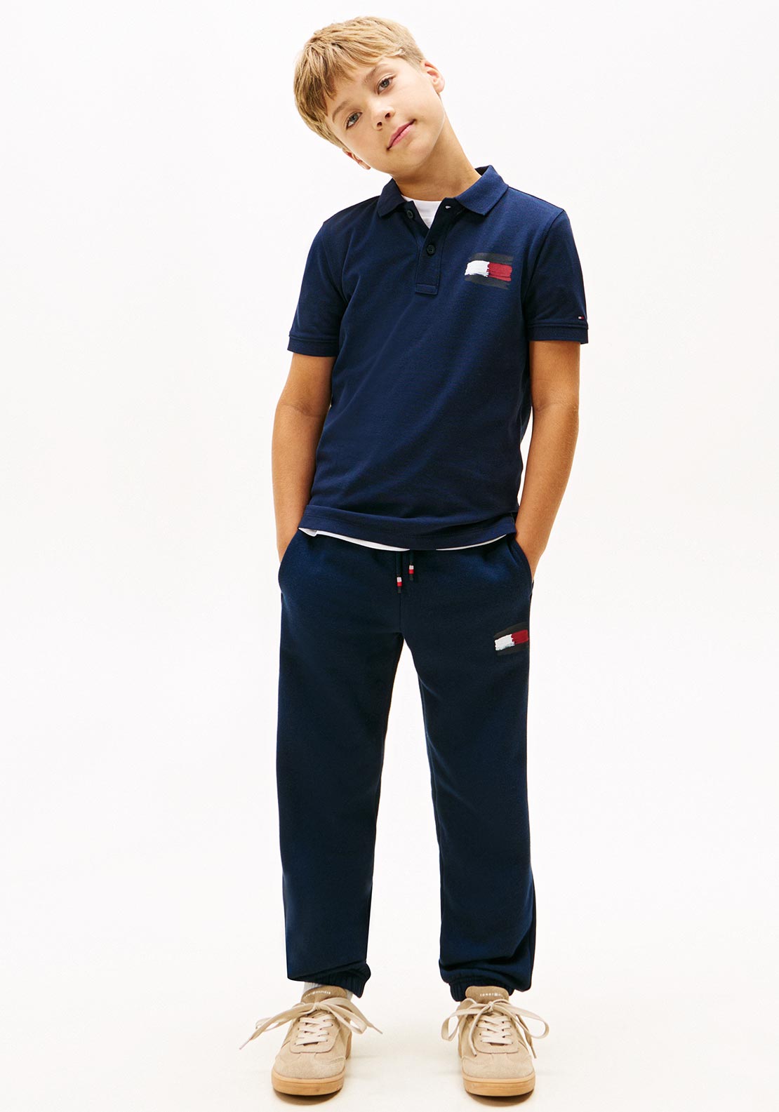 Tommy Hilfiger Boy Flag Short Sleeve Polo, Navy