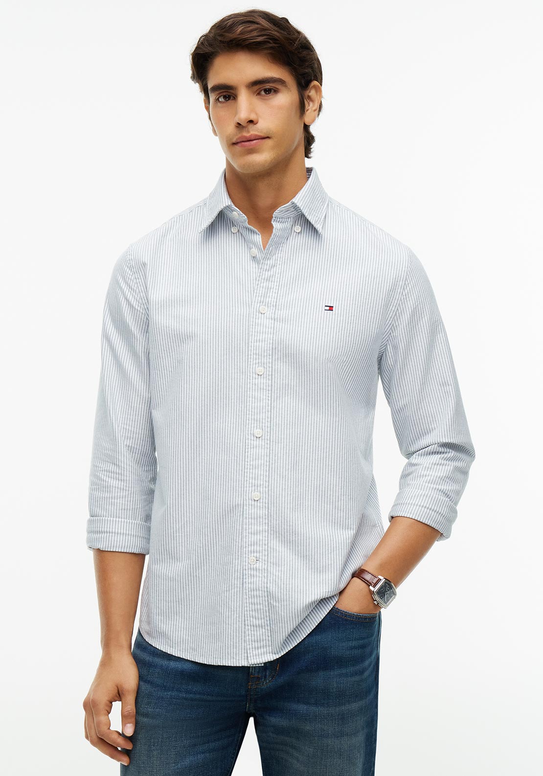 Tommy Hilfiger Heritage Stripe Shirt, Hunter Green & White
