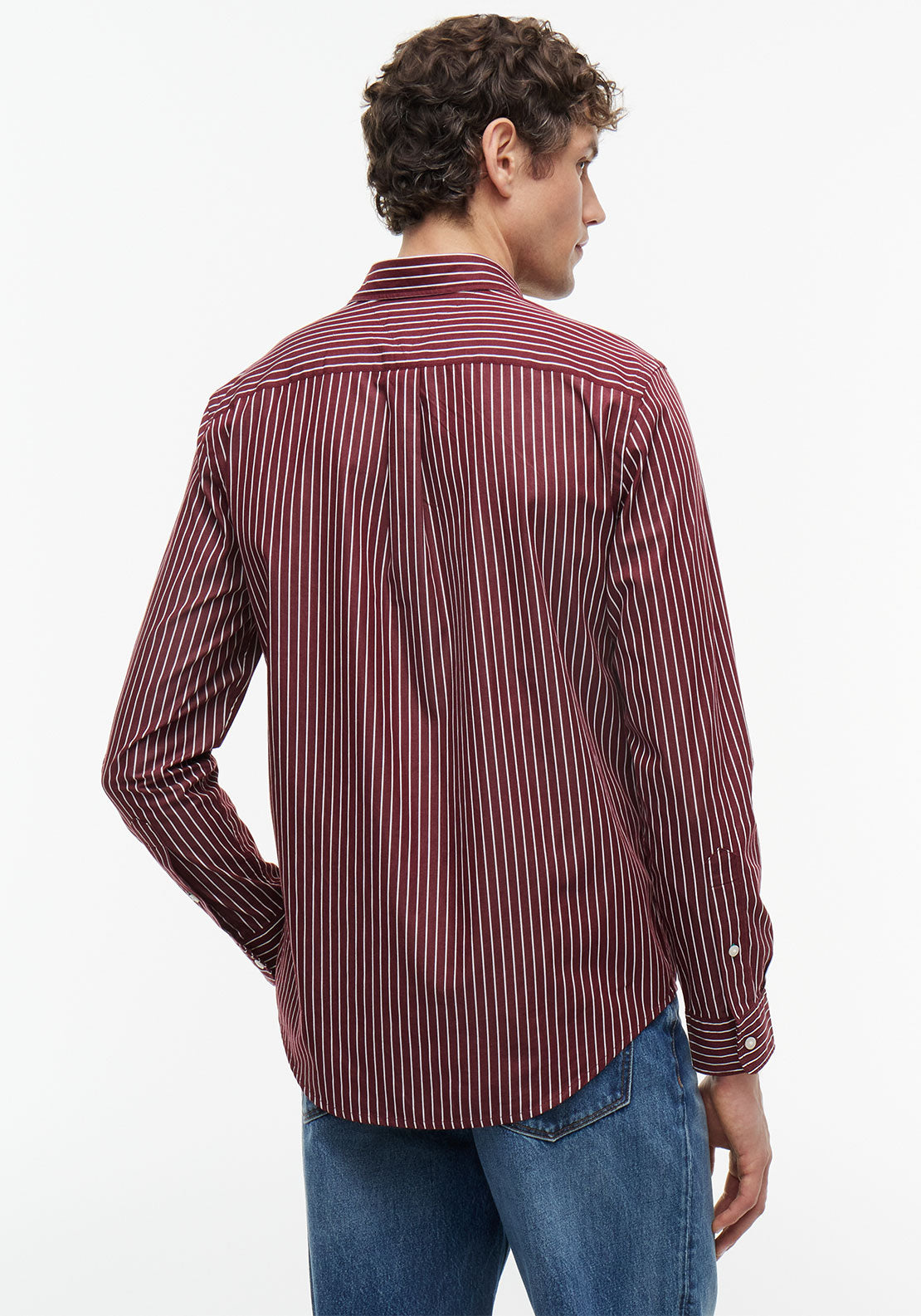 Tommy Hilfiger Flex Poplin Stripe Shirt, Burgundy