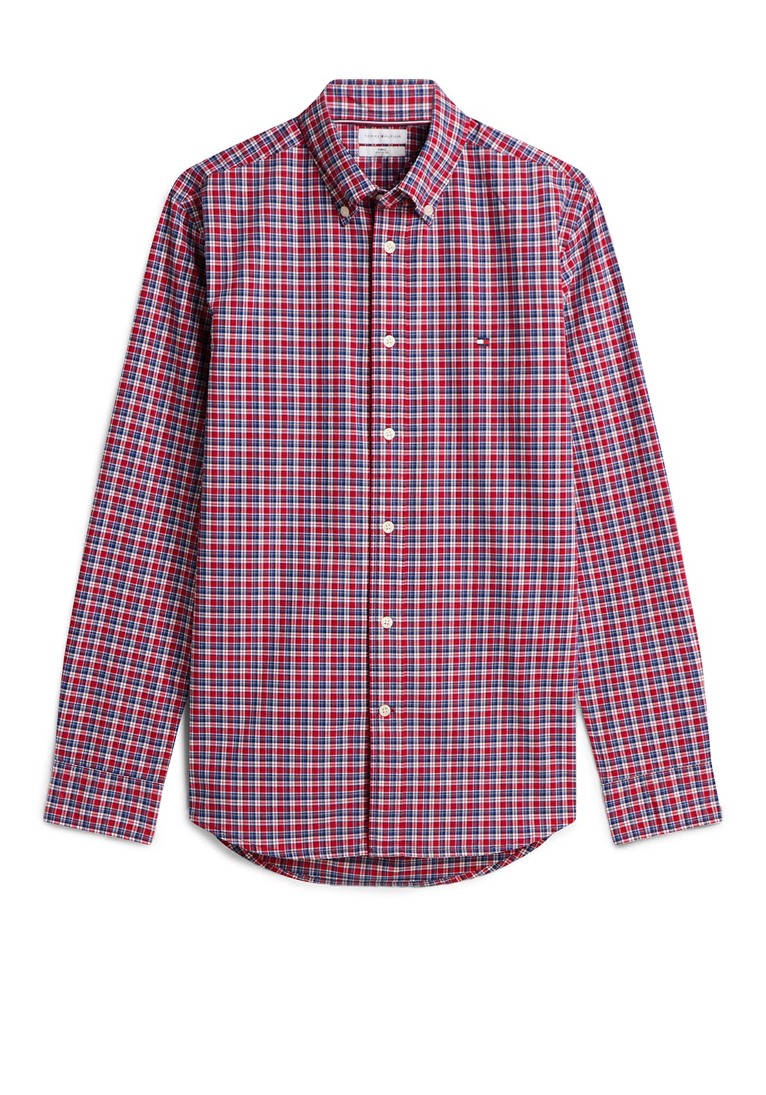 Tommy Hilfiger Flex Poplin Tartan Shirt, Medium Red Multi