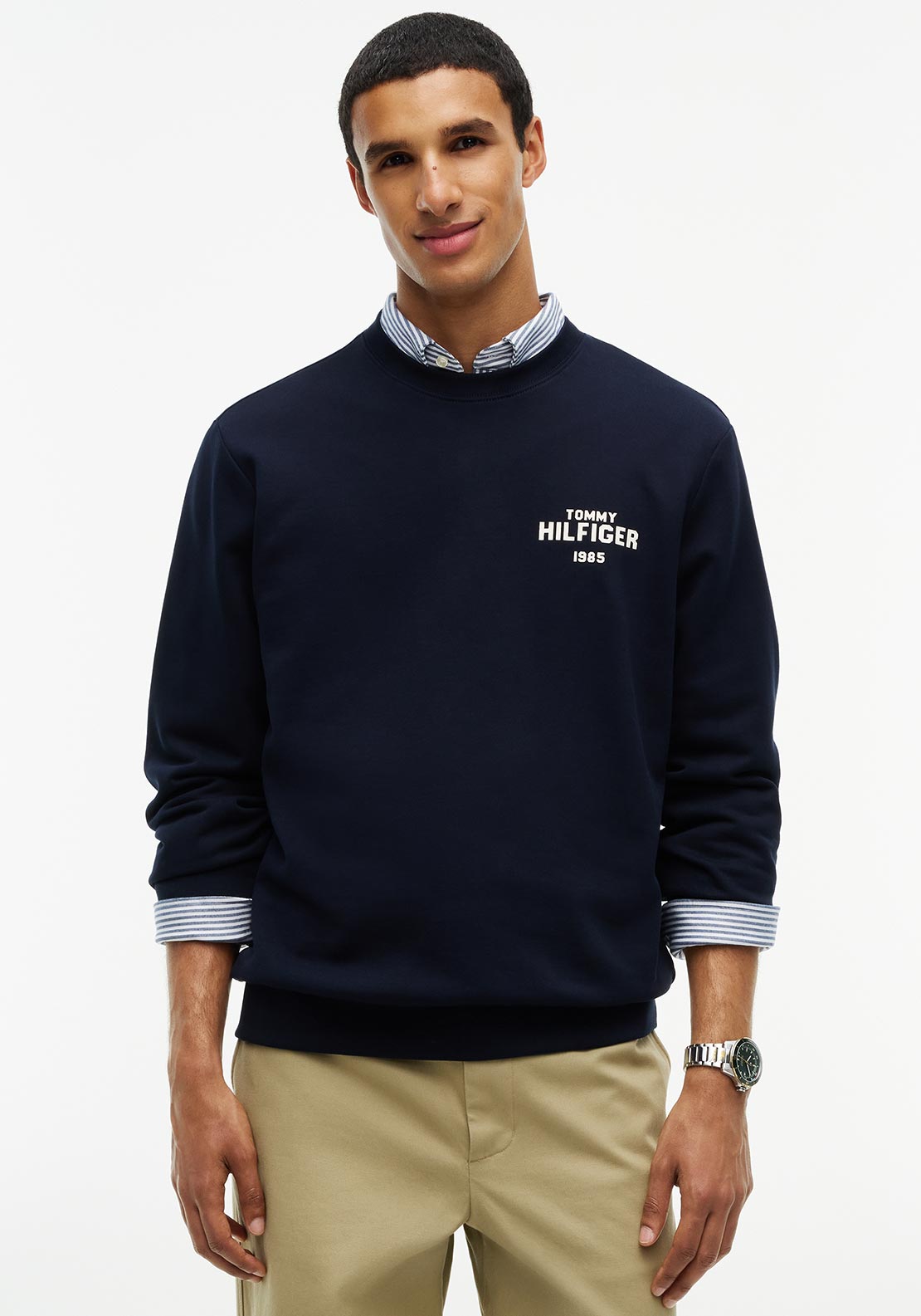 Tommy Hilfiger 1995 Logo Terry Crew Neck Sweatshirt, Navy