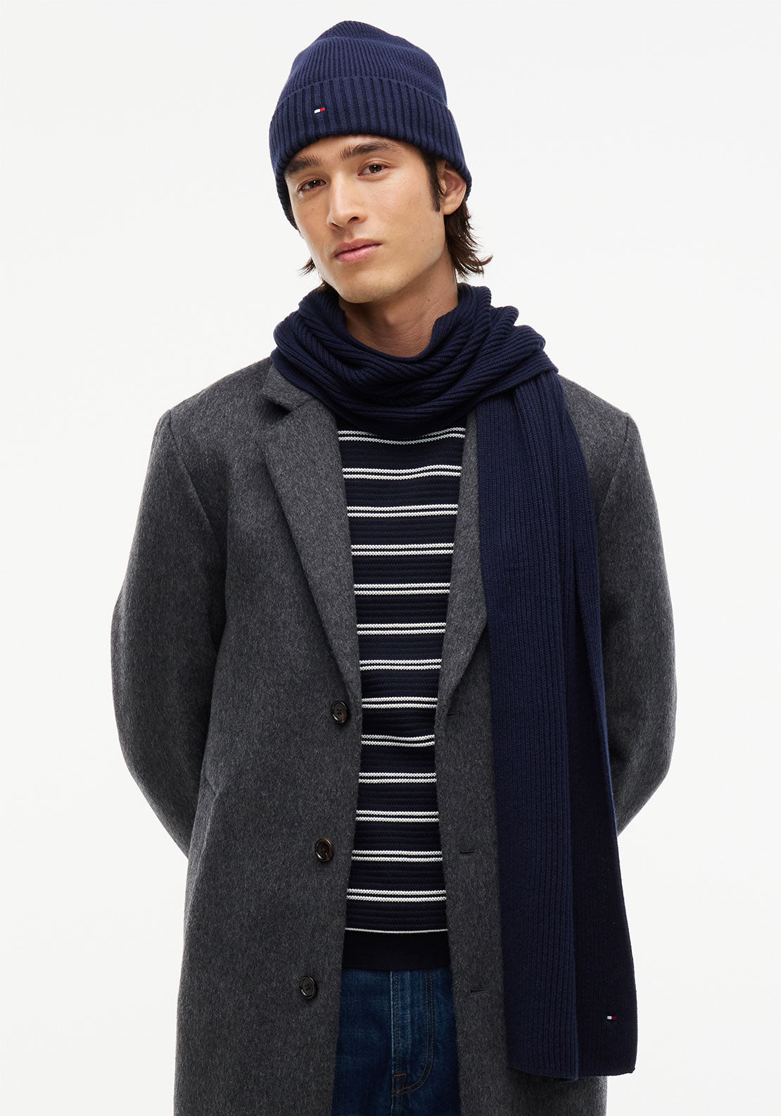 Tommy Hilfiger Flag Scarf & Beanie Gift Box, Navy