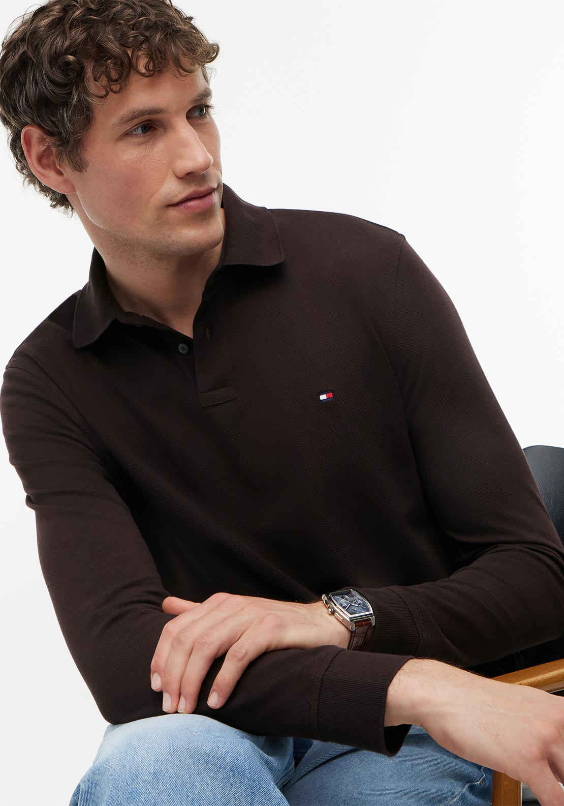 Tommy Hilfiger 1985 Long Sleeve Polo Shirt, Chocolate Brown