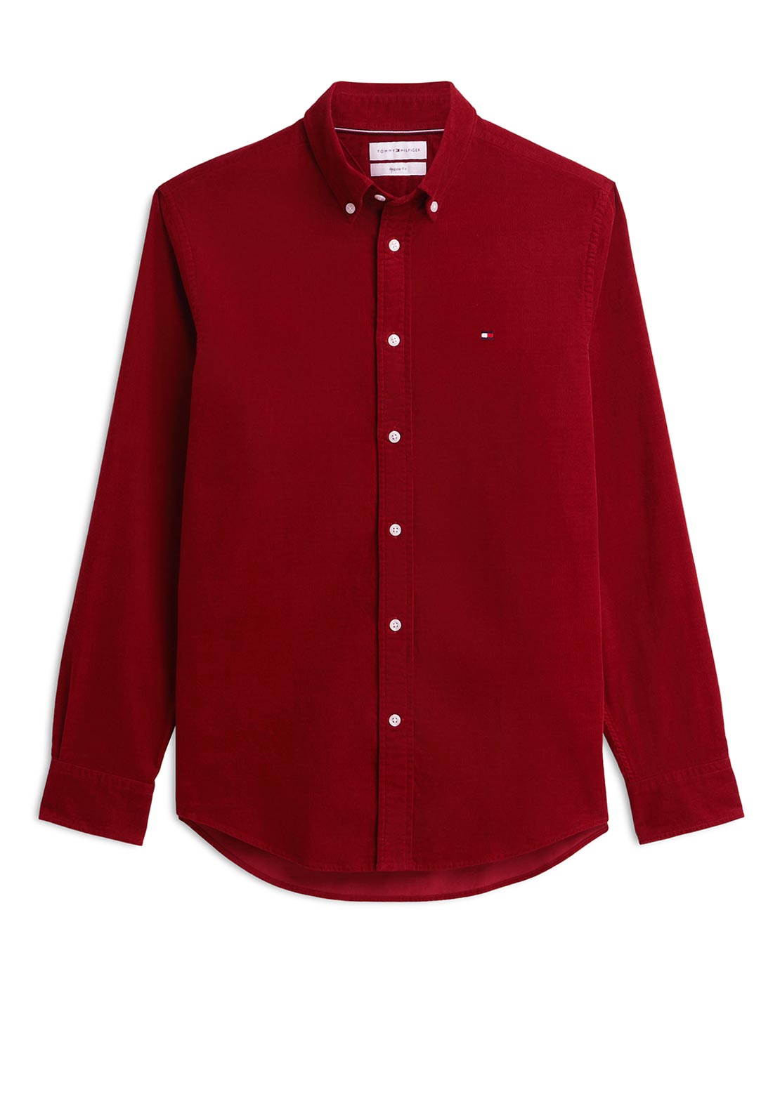 Tommy Hilfiger Flag Embroidered Corduroy Shirt, Autumn Red