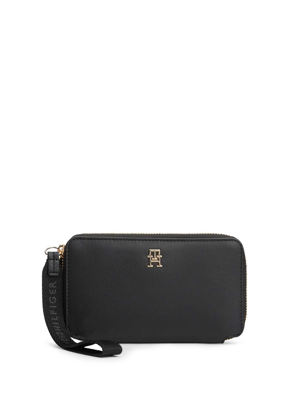Tommy Hilfiger Logo Detail Zip Around Compact Wallet, Black