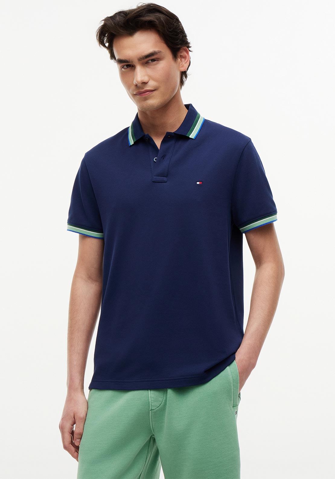 Tommy Hilfiger Contrast Collar Polo Shirt, Carbon Navy