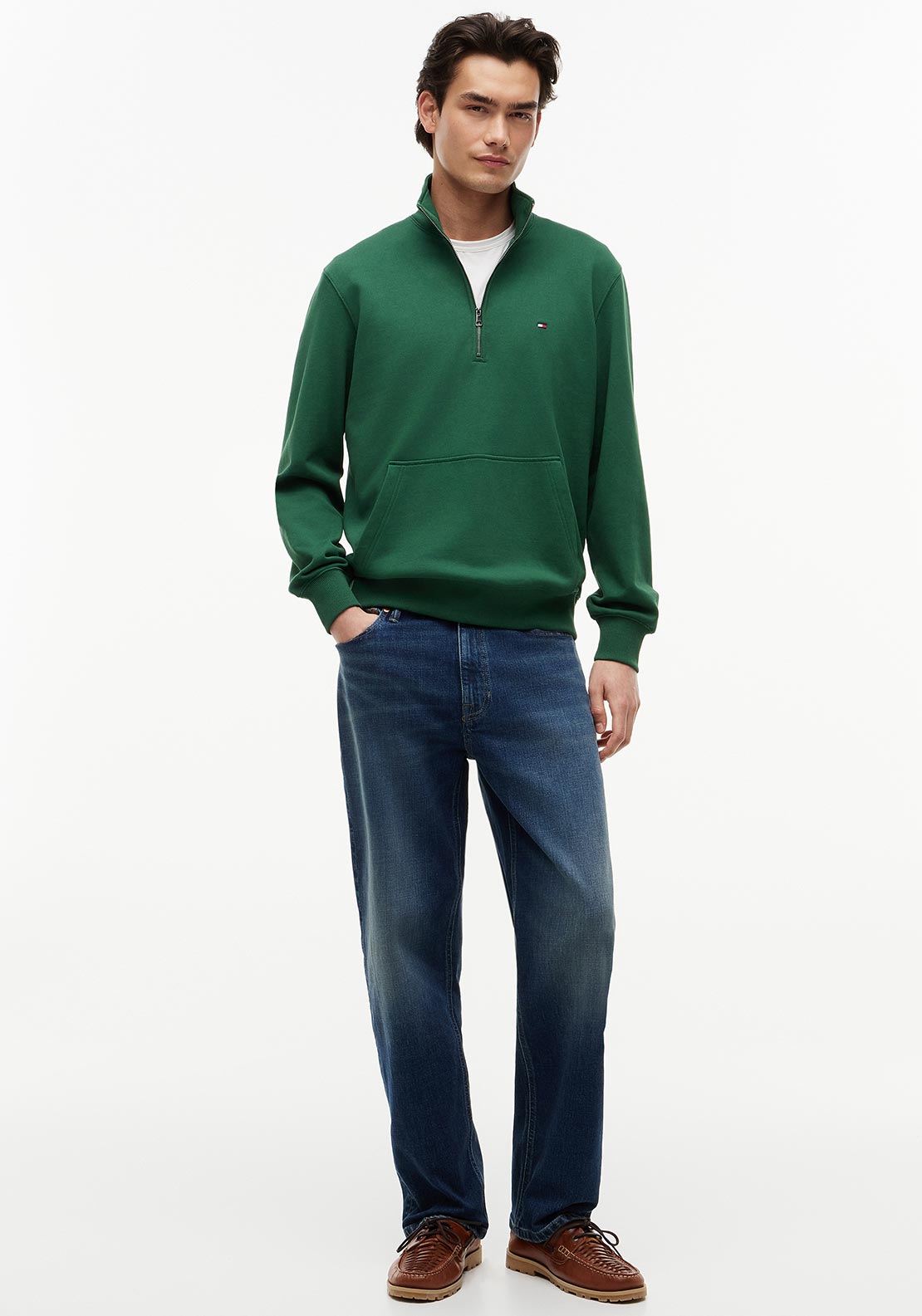 Tommy Hilfiger Essential Quarter Zip Sweatshirt, Street Green