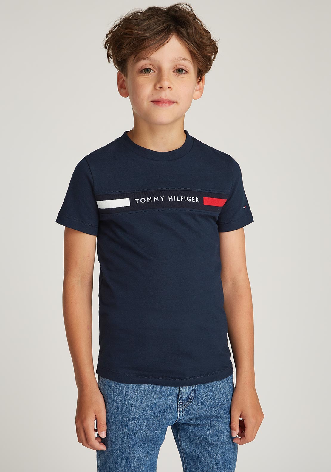 Tommy Hilfiger Boy Rib Short Sleeve Tee, Navy
