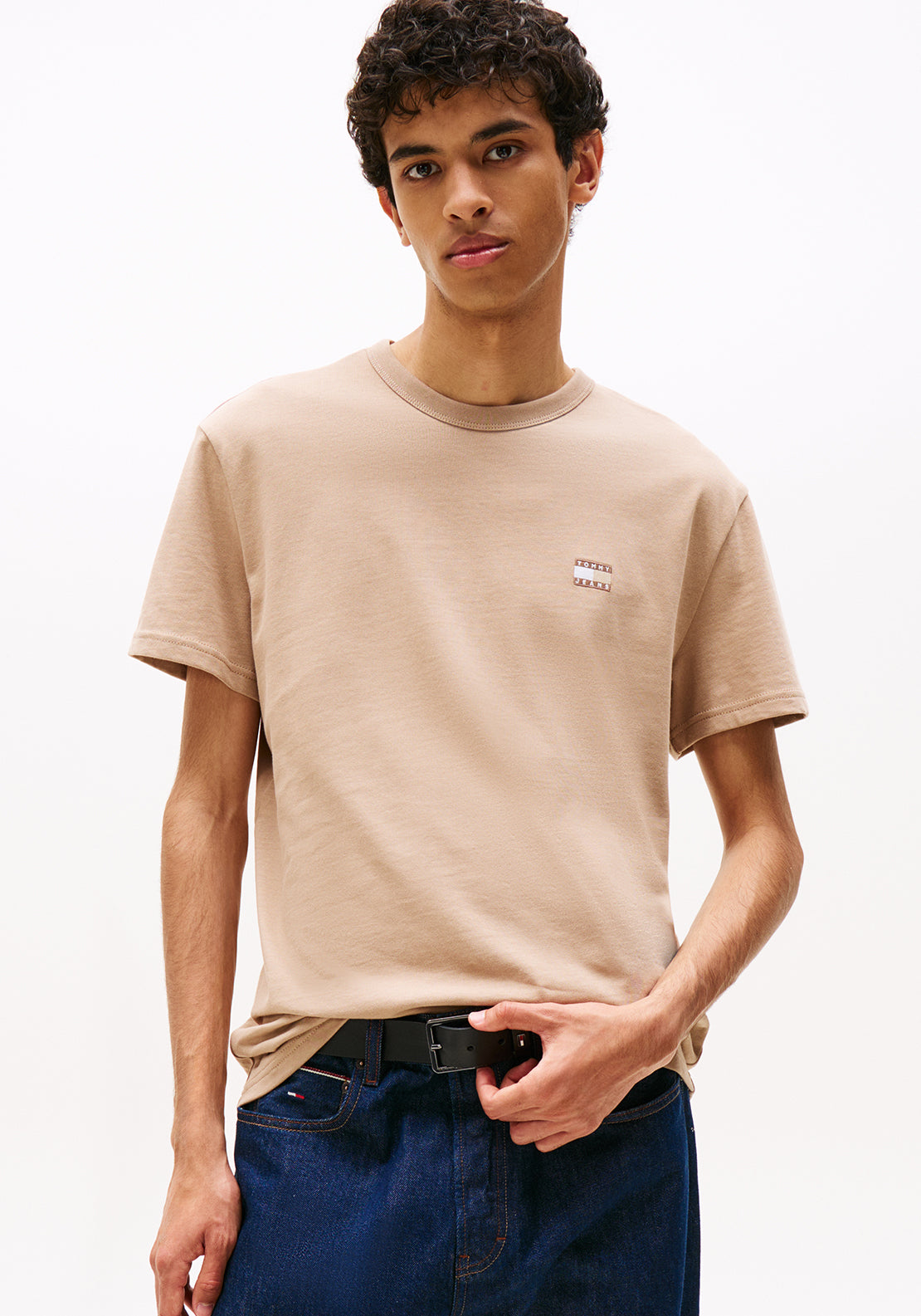 Tommy Jeans Badge Crew Neck T-Shirt, Taupe